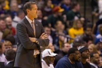 Jan 12, 2016; Indianapolis, IN, USA; Phoenix Suns head coach Jeff Hornacek coaches on the sideline in the first  half of the game against the Indiana Pacers at Bankers Life Fieldhouse. The Indiana Pacers beat the Phoenix Suns by the score of 116-97. Manda