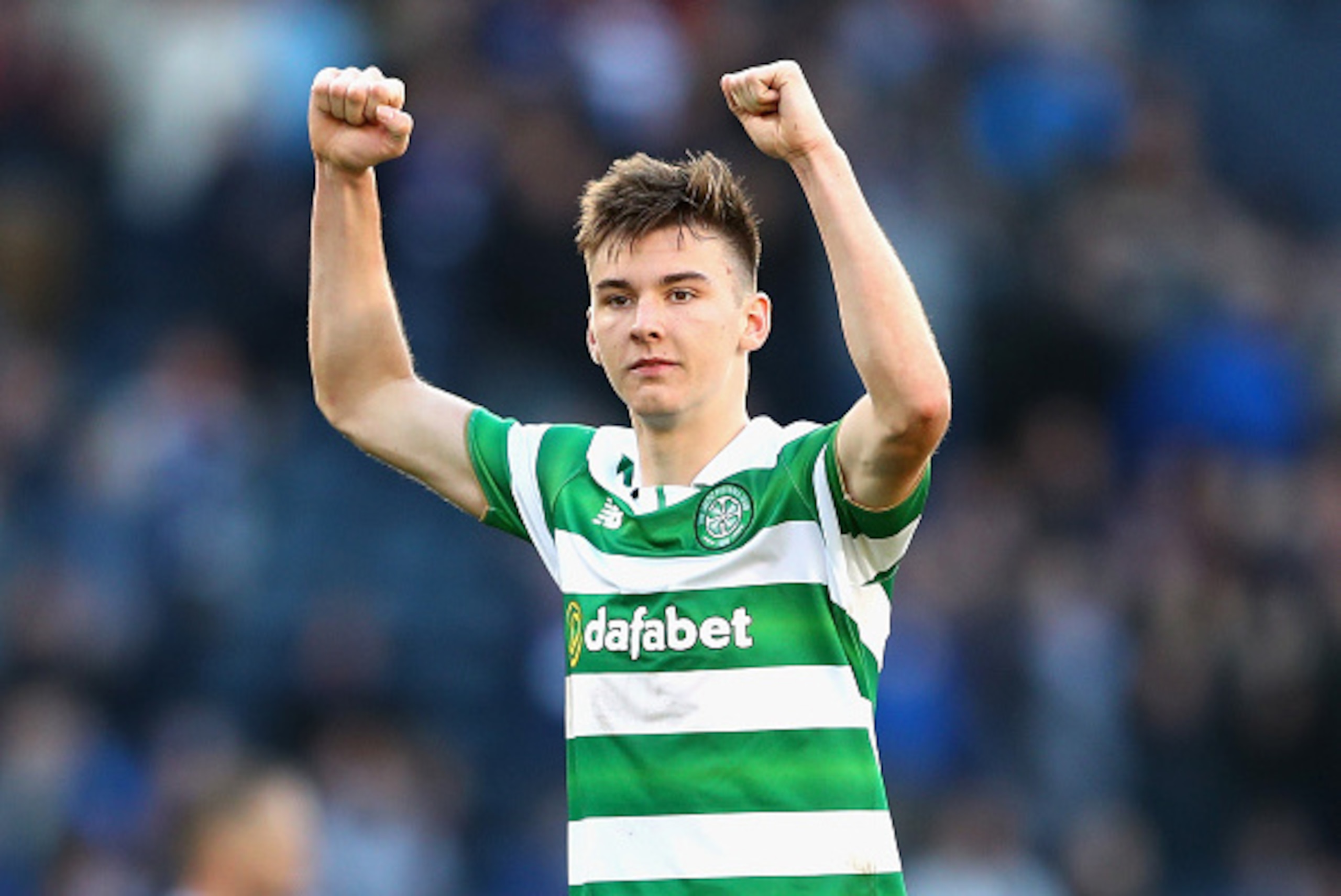 GLASGOW, SCOTLAND - OCTOBER 23:  Kieran Tierney of Celtic celebrates victory during the Betfred Cup Semi Final match between Rangers and Celtic at Hampden Park on October 23, 2016 in Glasgow, Scotland.  (Photo by Michael Steele/Getty Images)