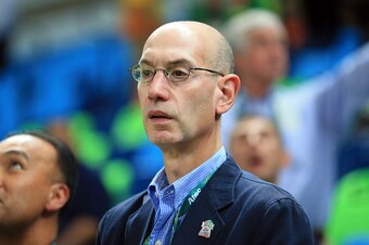 RIO DE JANEIRO, BRAZIL - AUGUST 21:  Adam Silver, Commissioner of the NBA looks on during the Men's Gold medal game between Serbia and the USA on Day 16 of the Rio 2016 Olympic Games at Carioca Arena 1 on August 21, 2016 in Rio de Janerio, Brazil.  (Photo