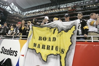 Steelers fans prior to Super Bowl XL Between the Pittsburgh Steelers and the Seattle Seahawks at Ford Field in Detoit, Michigan on February 5, 2006. (Photo by Mike Ehrmann/NFLPhotoLibrary)