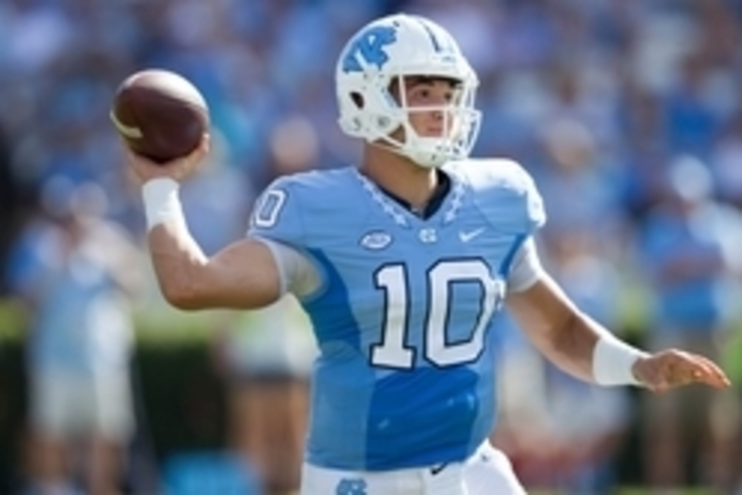 Sep 24, 2016; Chapel Hill, NC, USA;  North Carolina Tar Heels quarterback Mitch Trubisky (10) passes the ball during the first quarter against the Pittsburgh Panthers at Kenan Memorial Stadium. Mandatory Credit: Jeremy Brevard-USA TODAY Sports