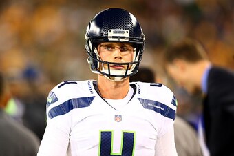 GREEN BAY, WI - SEPTEMBER 20:   Steven Hauschka #4 of the Seattle Seahawks looks on against the Green Bay Packers during their game at Lambeau Field on September 20, 2015 in Green Bay, Wisconsin.  (Photo by Maddie Meyer/Getty Images)