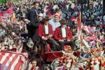 Atletico celebrate their shock title win in 1996.