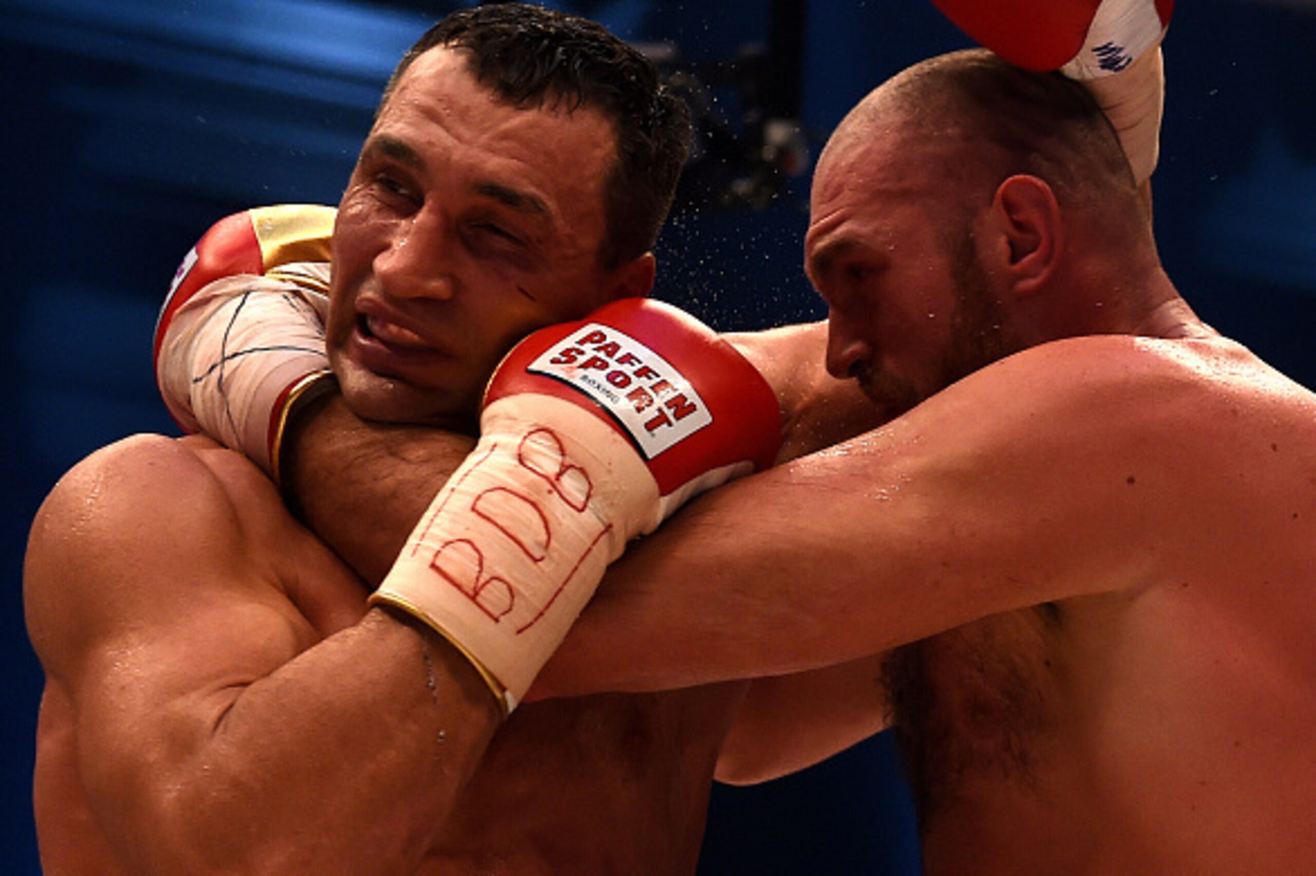 World heavyweight boxing champion Wladimir Klitschko (L) of Ukraine defends against Britain's Tyson Fury during their WBA, IBF, WBO and IBO title bout in Duesseldorf, western Germany, on November 28, 2015. Fury dethroned Klitschko in a 12round decisio World heavyweight boxing champion Wladimir Klitschko (L) of Ukraine defends against Britain's Tyson Fury during their WBA, IBF, WBO and IBO title bout in Duesseldorf, western Germany, on November 28, 2015. Fury dethroned Klitschko in a 12round decisio