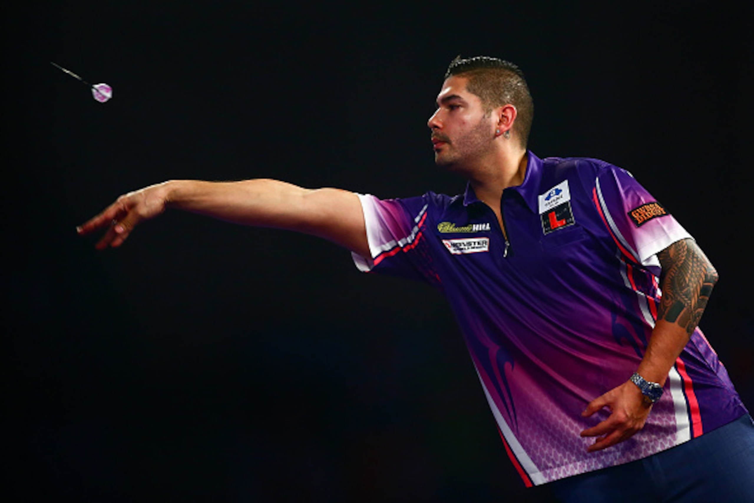 LONDON, ENGLAND - DECEMBER 29:  Jelle Klaasen of the Netherlands in action during his second round match against Mervyn King of Great Britain on Day Eleven of the 2016 William Hill PDC World Darts Championships at Alexandra Palace on December 29, 2015 in 