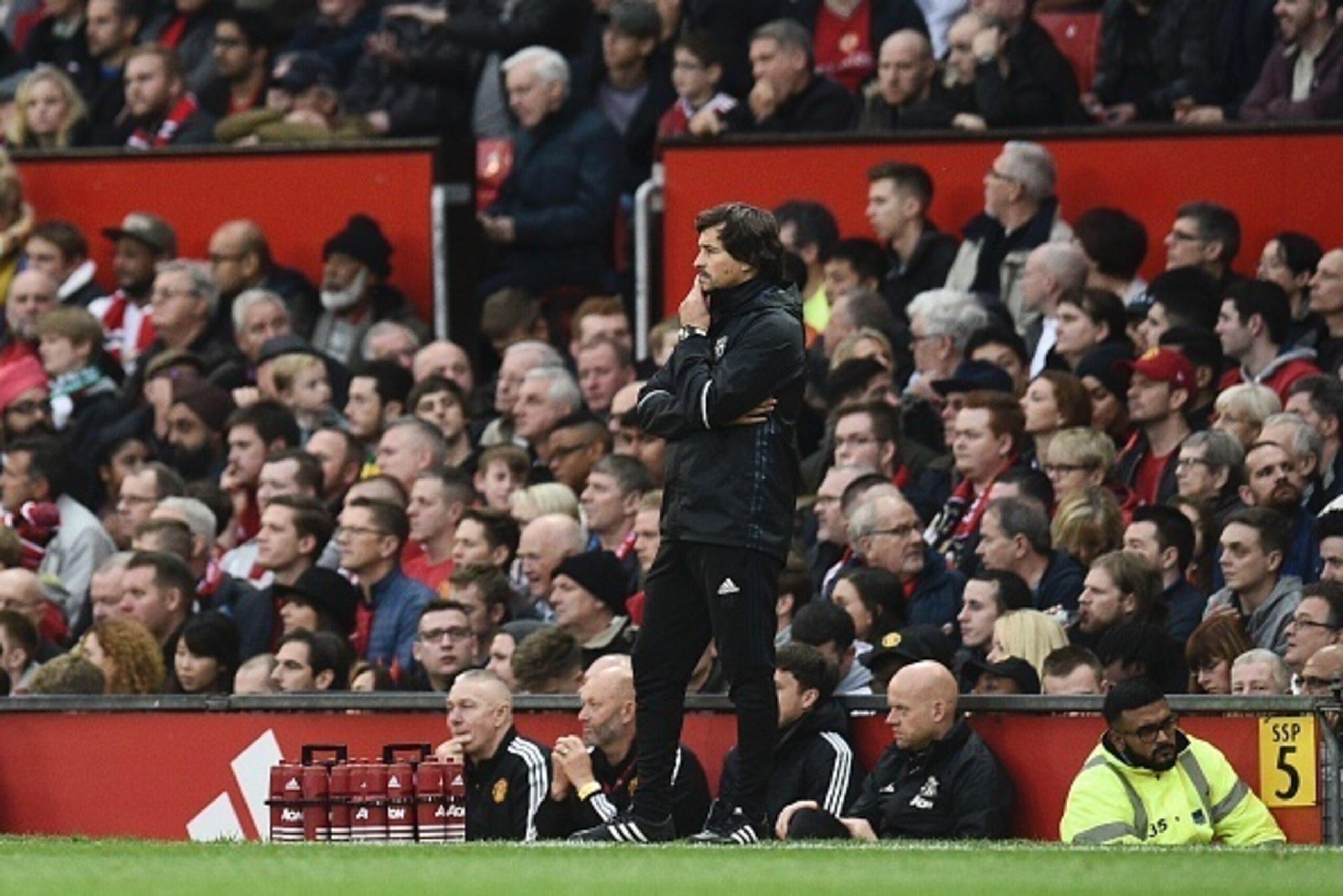 Manchester United's Portuguese assistant manager Rui Faria stands on the touchline in the absence of Manchester United's Portuguese manager Jose Mourinho who was sent off during the English Premier League football match between Manchester United and Burnl