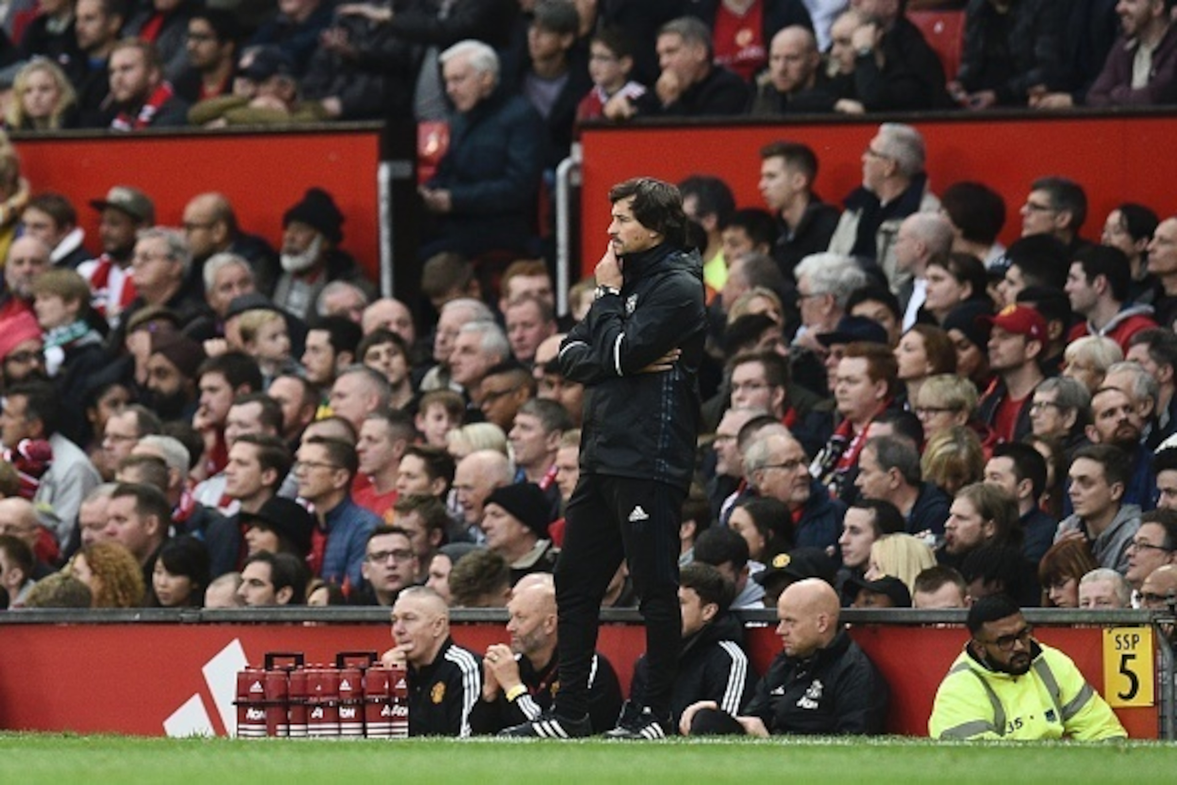 Manchester United's Portuguese assistant manager Rui Faria stands on the touchline in the absence of Manchester United's Portuguese manager Jose Mourinho who was sent off during the English Premier League football match between Manchester United and Burnl