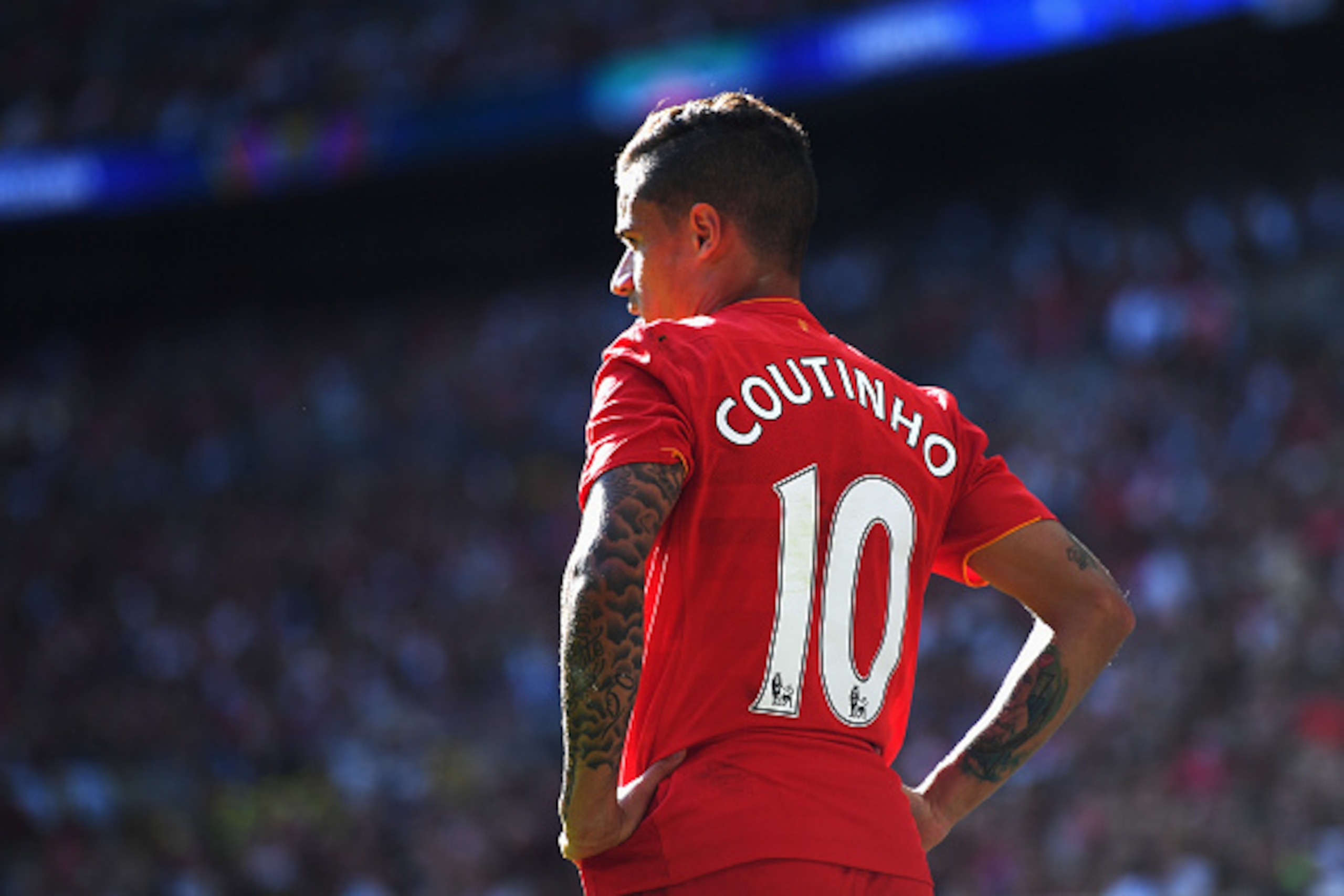 LONDON, ENGLAND - AUGUST 06:  Philippe Coutinho of Liverpool looks on during the International Champions Cup match between Liverpool and Barcelona at Wembley Stadium on August 6, 2016 in London, England.  (Photo by Michael Regan/Getty Images)