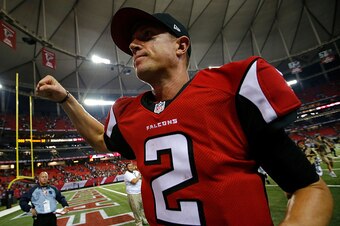 ATLANTA, GA - OCTOBER 30:  Matt Ryan #2 of the Atlanta Falcons reacts after their 33-32 win against the Green Bay Packers at Georgia Dome on October 30, 2016 in Atlanta, Georgia.  (Photo by Kevin C. Cox/Getty Images)