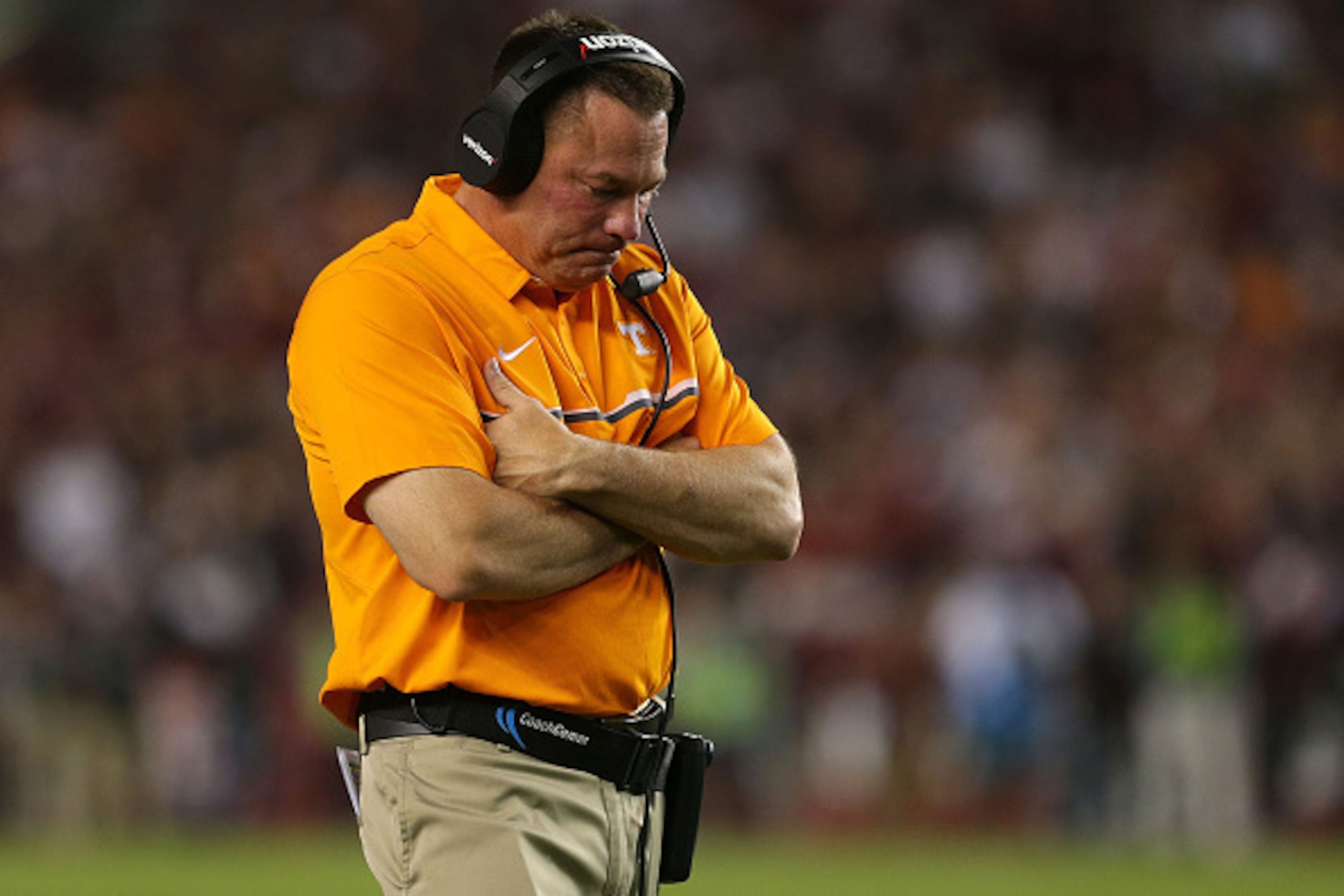 COLUMBIA, SC - OCTOBER 29:  Head coach Butch Jones of the Tennessee Volunteers reacts during their game against the South Carolina Gamecocks at Williams-Brice Stadium on October 29, 2016 in Columbia, South Carolina.  (Photo by Tyler Lecka/Getty Images)