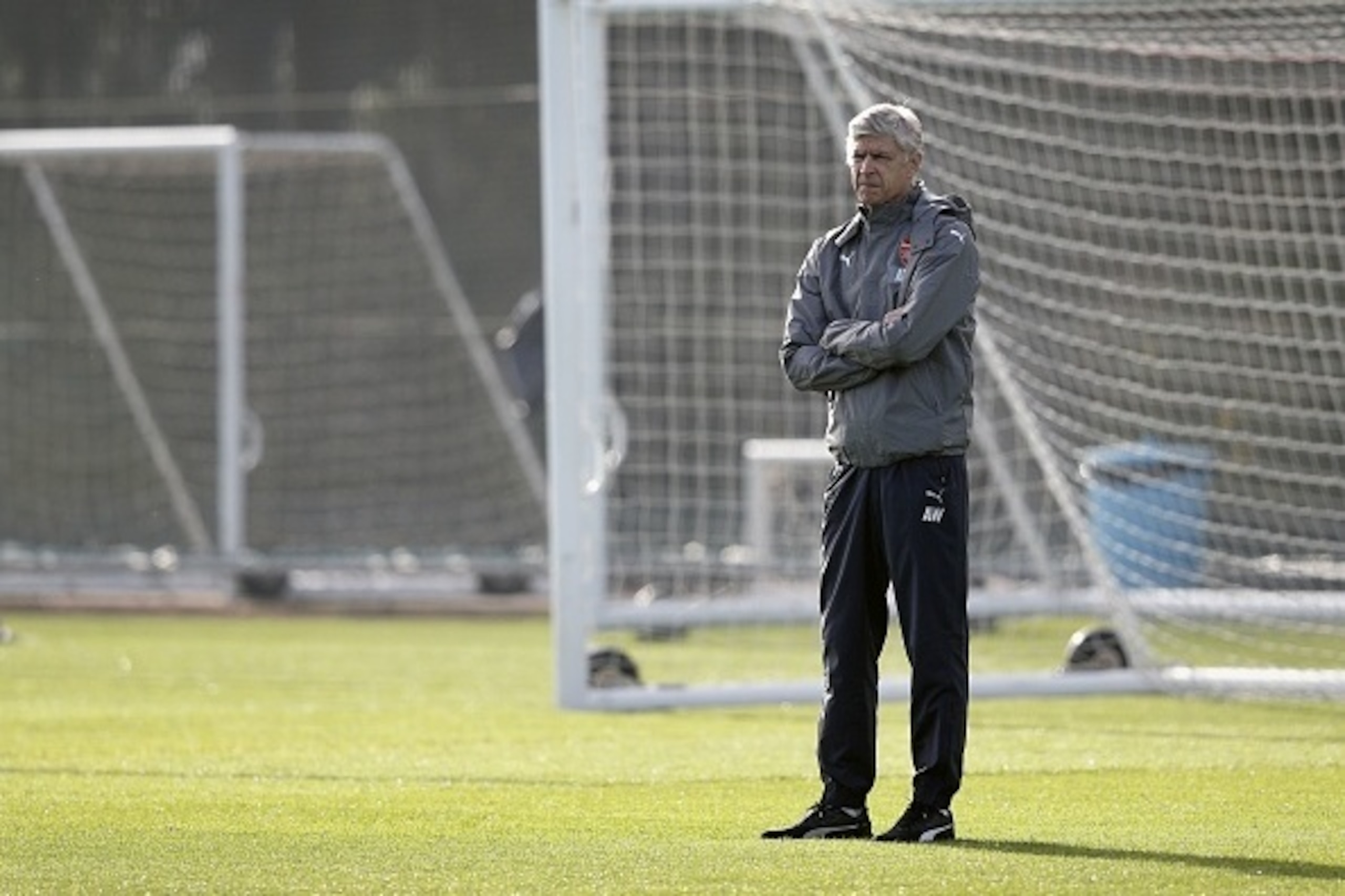 Arsenal's French manager Arsene Wenger looks on during a training session at the club's complex in London Colney near Watford north of London on October 31, 2016 ahead of their UEFA Champions League group A football match against Ludogorets Razgrad on Nov