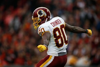 LONDON, ENGLAND - OCTOBER 30: Jamison Crowder #80 of the Washington Redskins celebrates after scoring a touchdown during the NFL International Series game against the Cincinnati Bengals at Wembley Stadium on October 30, 2016 in London, England. (Photo by 
