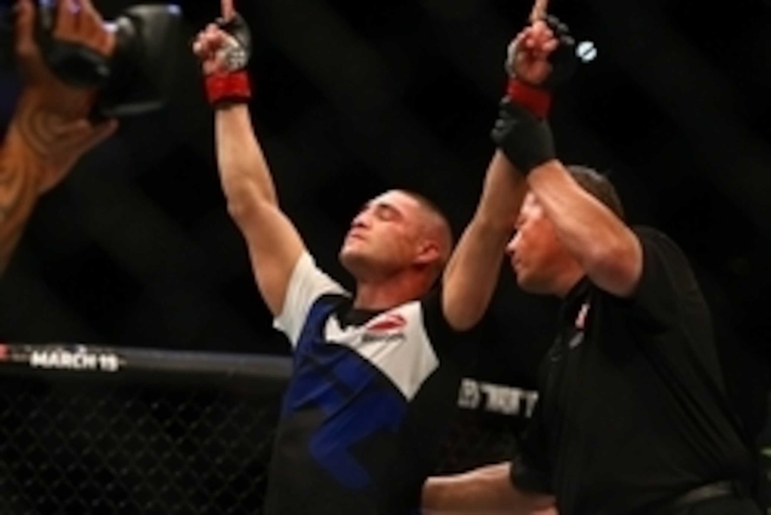 March 5, 2016; Las Vegas, NV, USA; Diego Sanchez is declared the winner against Jim Miller during UFC 196 at MGM Grand Garden Arena. Mandatory Credit: Mark J. Rebilas-USA TODAY Sports March 5, 2016; Las Vegas, NV, USA; Diego Sanchez is declared the winner against Jim Miller during UFC 196 at MGM Grand Garden Arena. Mandatory Credit: Mark J. Rebilas-USA TODAY Sports