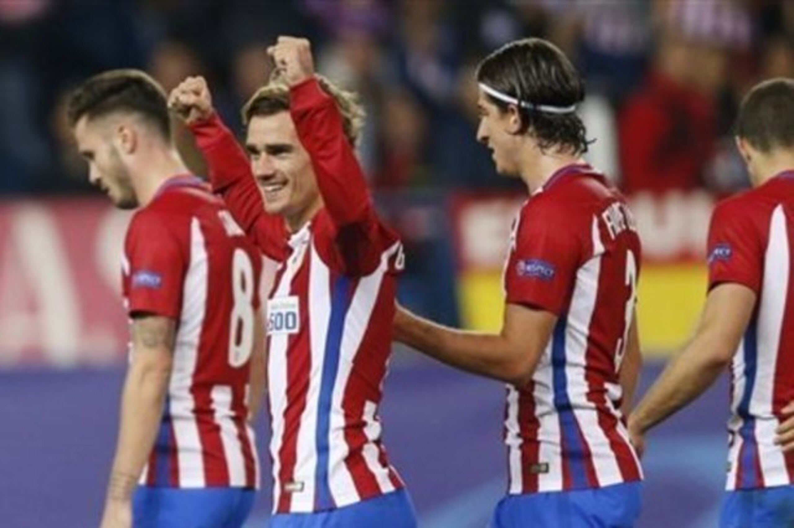Griezmann celebrates.