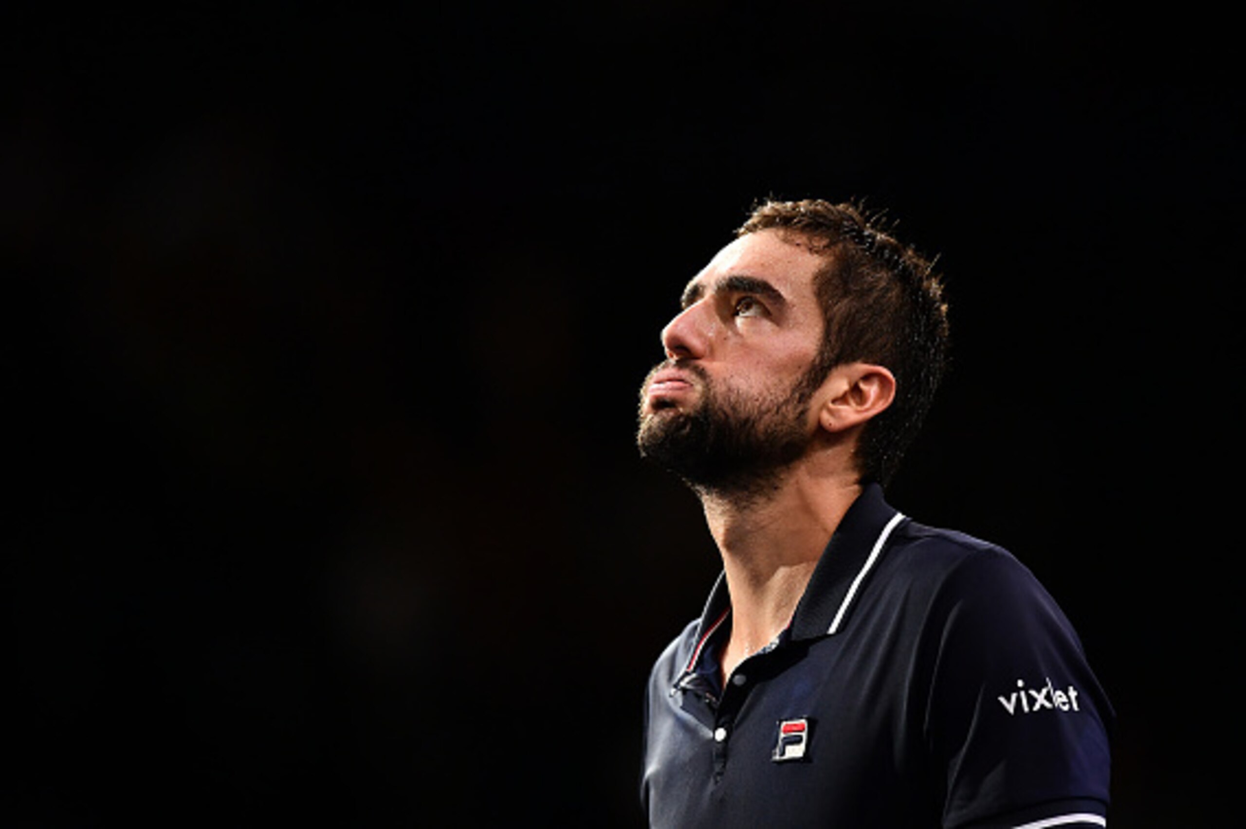 PARIS, FRANCE - NOVEMBER 03: Marin Cilic of Croatia reacts during the Mens Singles third round match against David Goffin of Beligum on day four of the BNP Paribas Masters at Palais Omnisports de Bercy on November 3, 2016 in Paris, France. (Photo by Dan PARIS, FRANCE - NOVEMBER 03: Marin Cilic of Croatia reacts during the Mens Singles third round match against David Goffin of Beligum on day four of the BNP Paribas Masters at Palais Omnisports de Bercy on November 3, 2016 in Paris, France. (Photo by Dan