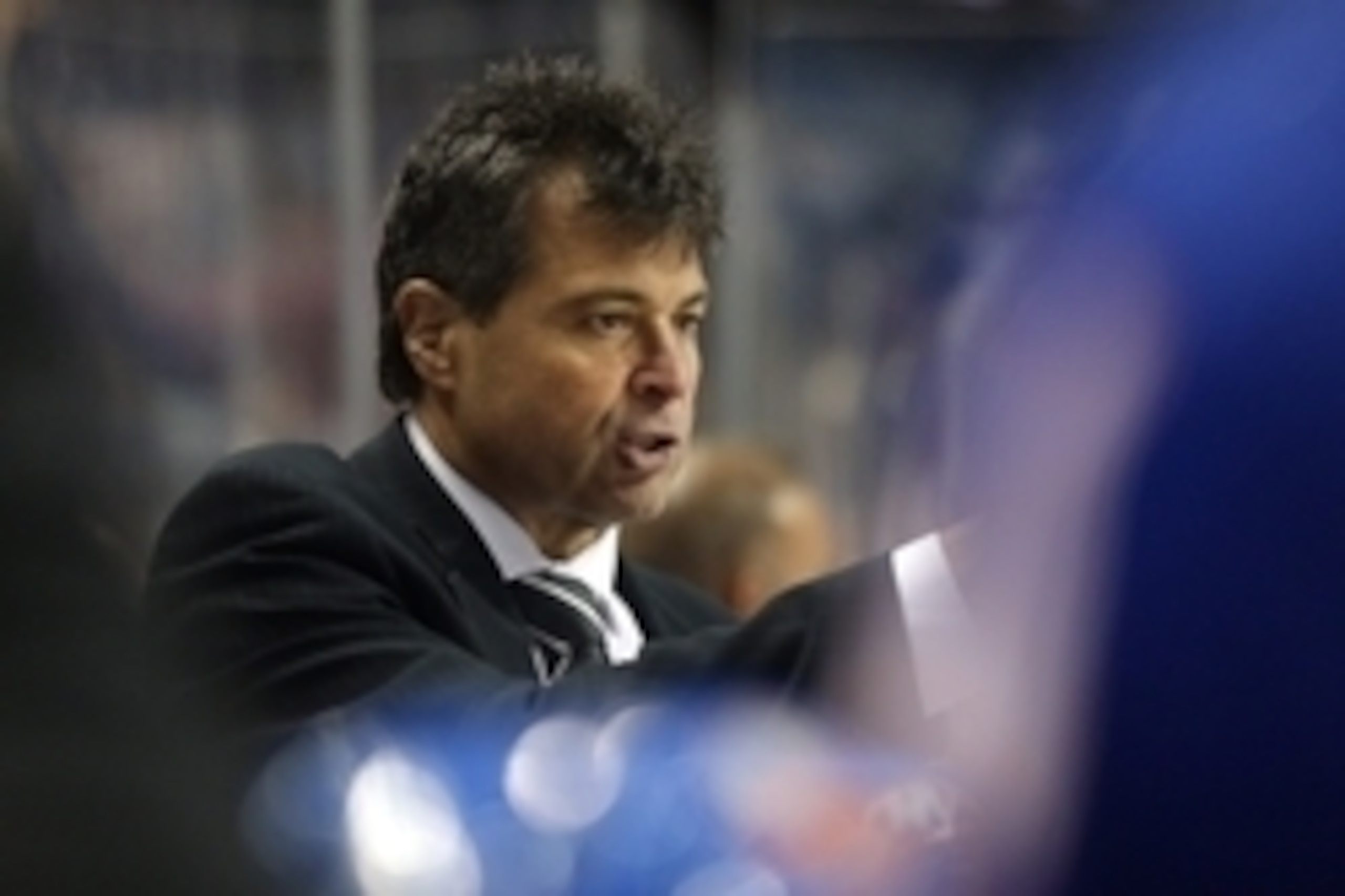 Oct 18, 2016; Brooklyn, NY, USA; New York Islanders head coach Jack Capuano coaches against the San Jose Sharks during the second period at Barclays Center. Mandatory Credit: Brad Penner-USA TODAY Sports