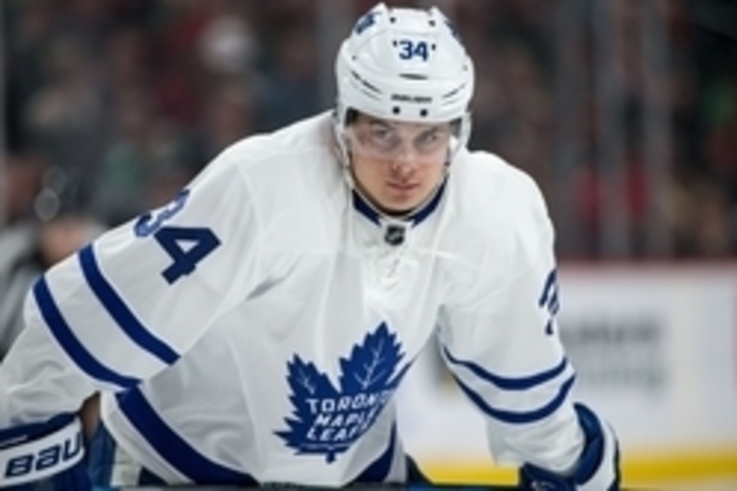 Oct 20, 2016; Saint Paul, MN, USA; Toronto Maple Leafs forward Auston Matthews (34) looks on during the first period against the Minnesota Wild at Xcel Energy Center. The Wild defeated the Maple Leafs 3-2. Mandatory Credit: Brace Hemmelgarn-USA TODAY Spor
