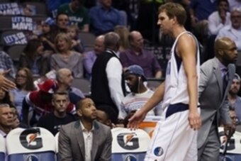 Nov 4, 2016; Dallas, TX, USA; Dallas Mavericks forward Dirk Nowitzki (41) walks off the court during the game against the Portland Trail Blazers at American Airlines Center. Mandatory Credit: Kevin Jairaj-USA TODAY Sports