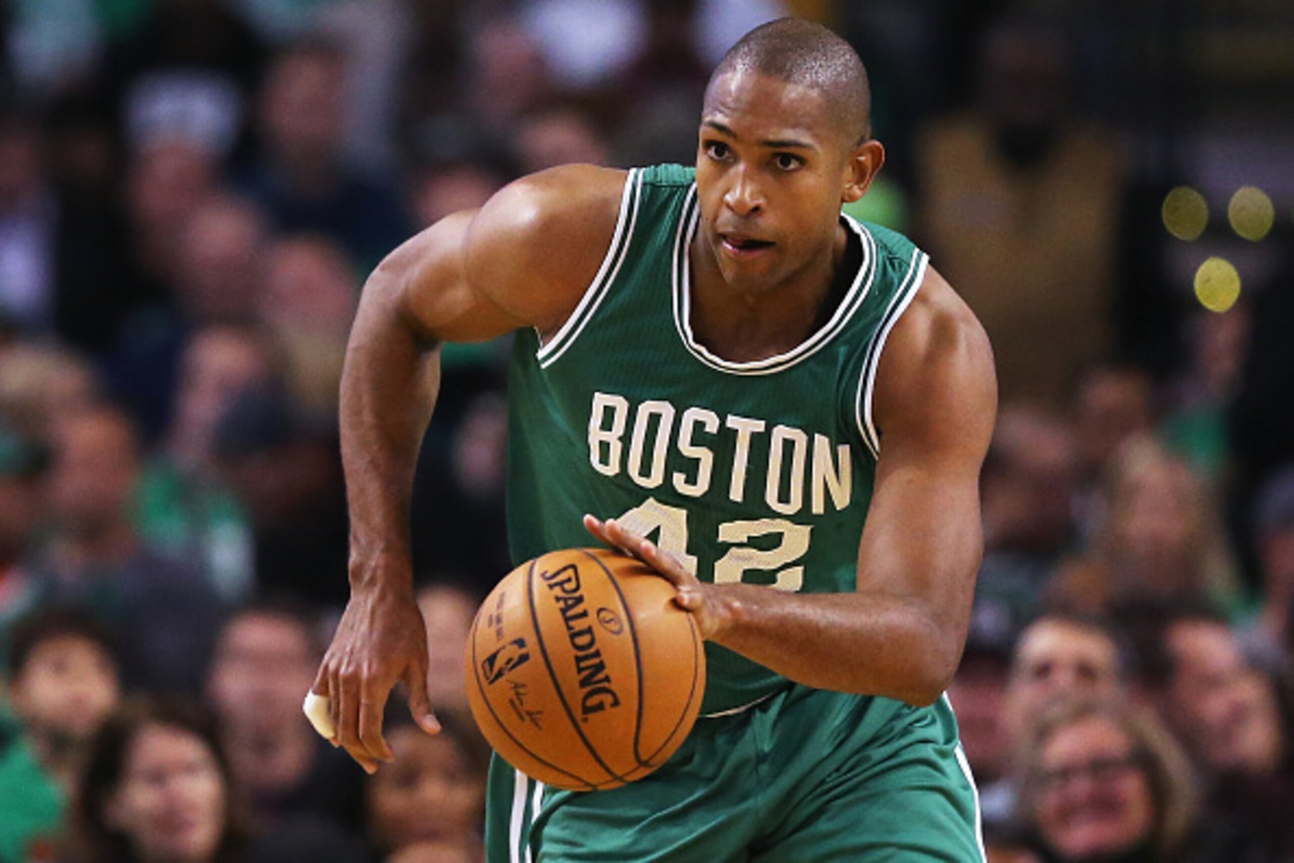 BOSTON, MA - OCTOBER 26: Al Horford #42 of the Boston Celtics drives against the Brooklyn Nets during the first quarter at TD Garden on October 26, 2016 in Boston, Massachusetts. NOTE TO USER: User expressly acknowledges and agrees that, by downloading a BOSTON, MA - OCTOBER 26: Al Horford #42 of the Boston Celtics drives against the Brooklyn Nets during the first quarter at TD Garden on October 26, 2016 in Boston, Massachusetts. NOTE TO USER: User expressly acknowledges and agrees that, by downloading a