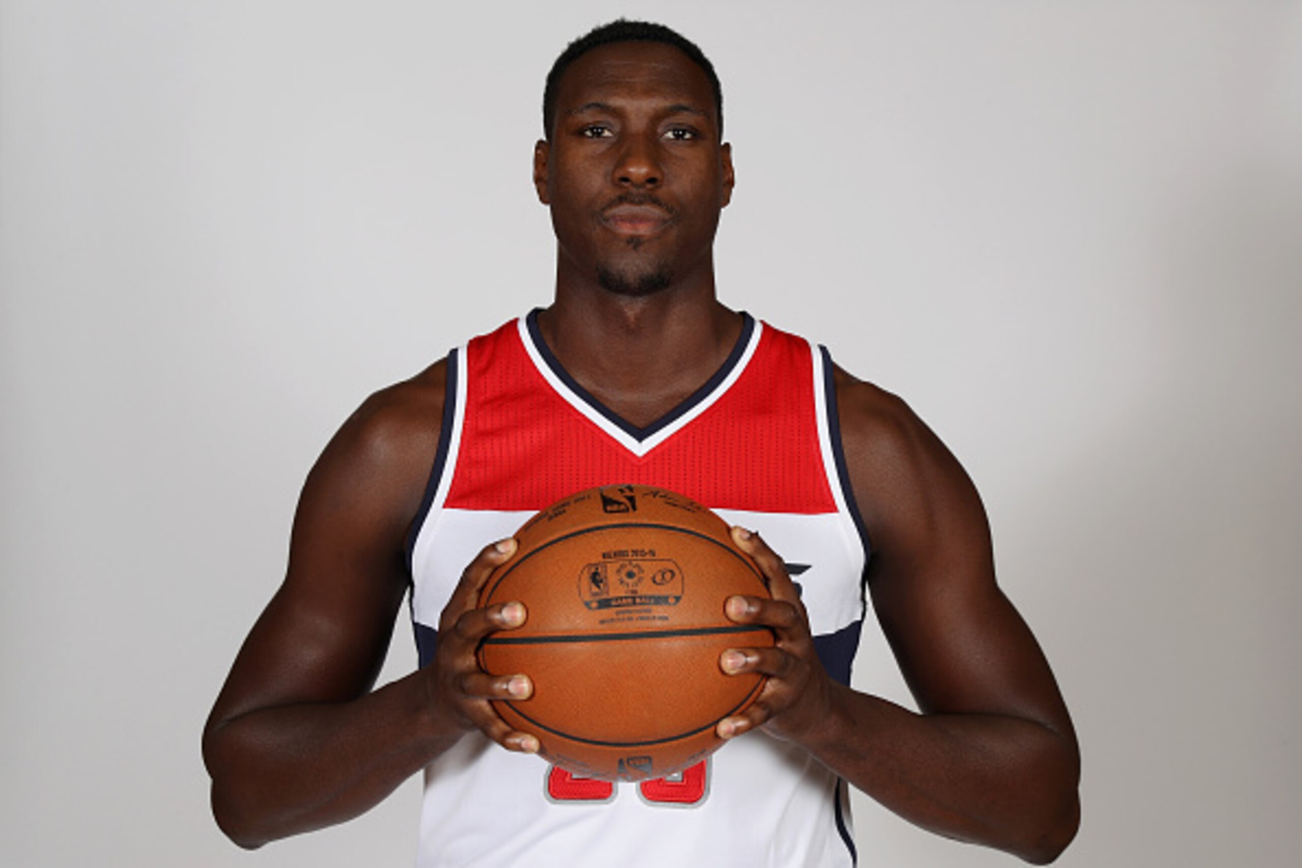 WASHINGTON, DC - SEPTEMBER 26: Ian Mahinmi #28 of the Washington Wizards poses during media day at Verizon Center on September 26, 2016 in Washington, DC. NOTE TO USER: User expressly acknowledges and agrees that, by downloading and or using this photog WASHINGTON, DC - SEPTEMBER 26: Ian Mahinmi #28 of the Washington Wizards poses during media day at Verizon Center on September 26, 2016 in Washington, DC. NOTE TO USER: User expressly acknowledges and agrees that, by downloading and or using this photog