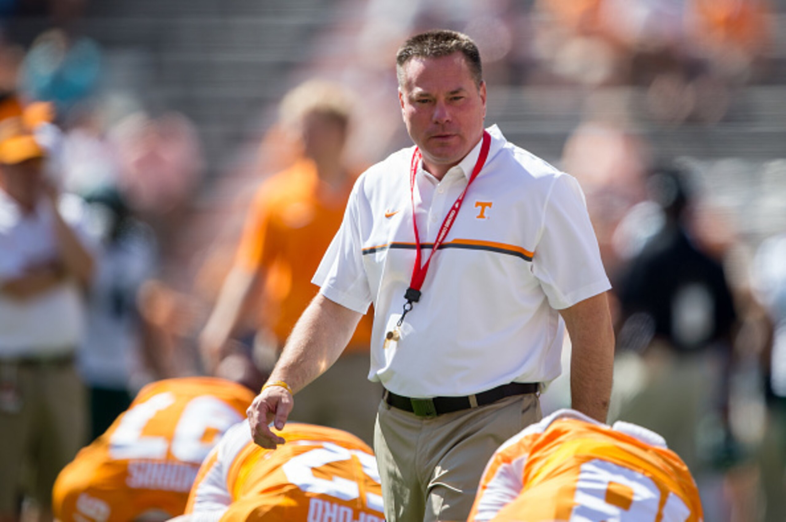 KNOXVILLE, TN - SEPTEMBER 17: Head coach Butch Jones of the Tennessee Volunteers prior to the game against the Ohio Bobcats at Neyland Stadium on September 17, 2016 in Knoxville, Tennessee.  (Photo by Michael Chang/Getty Images)