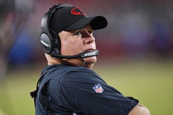 SANTA CLARA, CA - OCTOBER 06:  Head coach Chip Kelly of the San Francisco 49ers looks on from the sidelines against the Arizona Cardinals during their NFL football game at Levi's Stadium on October 6, 2016 in Santa Clara, California.  (Photo by Thearon W.