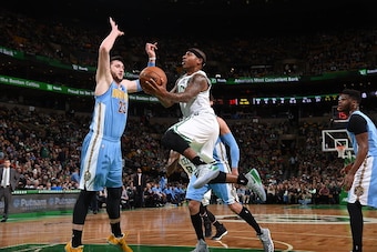 BOSTON, MA - NOVEMBER 6: Isaiah Thomas #4 of the Boston Celtics shoots the ball against the Denver Nuggets on November 6, 2016 at the TD Garden in Boston, Massachusetts.  NOTE TO USER: User expressly acknowledges and agrees that, by downloading and or usi