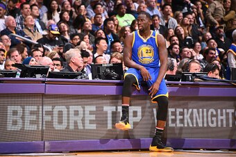 LOS ANGELES, CA - NOVEMBER 04:  Draymond Green #23 of the Golden State Warriors waits to get in the game against the Los Angeles Lakers on November 4, 2016 at STAPLES Center in Los Angeles, California. NOTE TO USER: User expressly acknowledges and agrees 