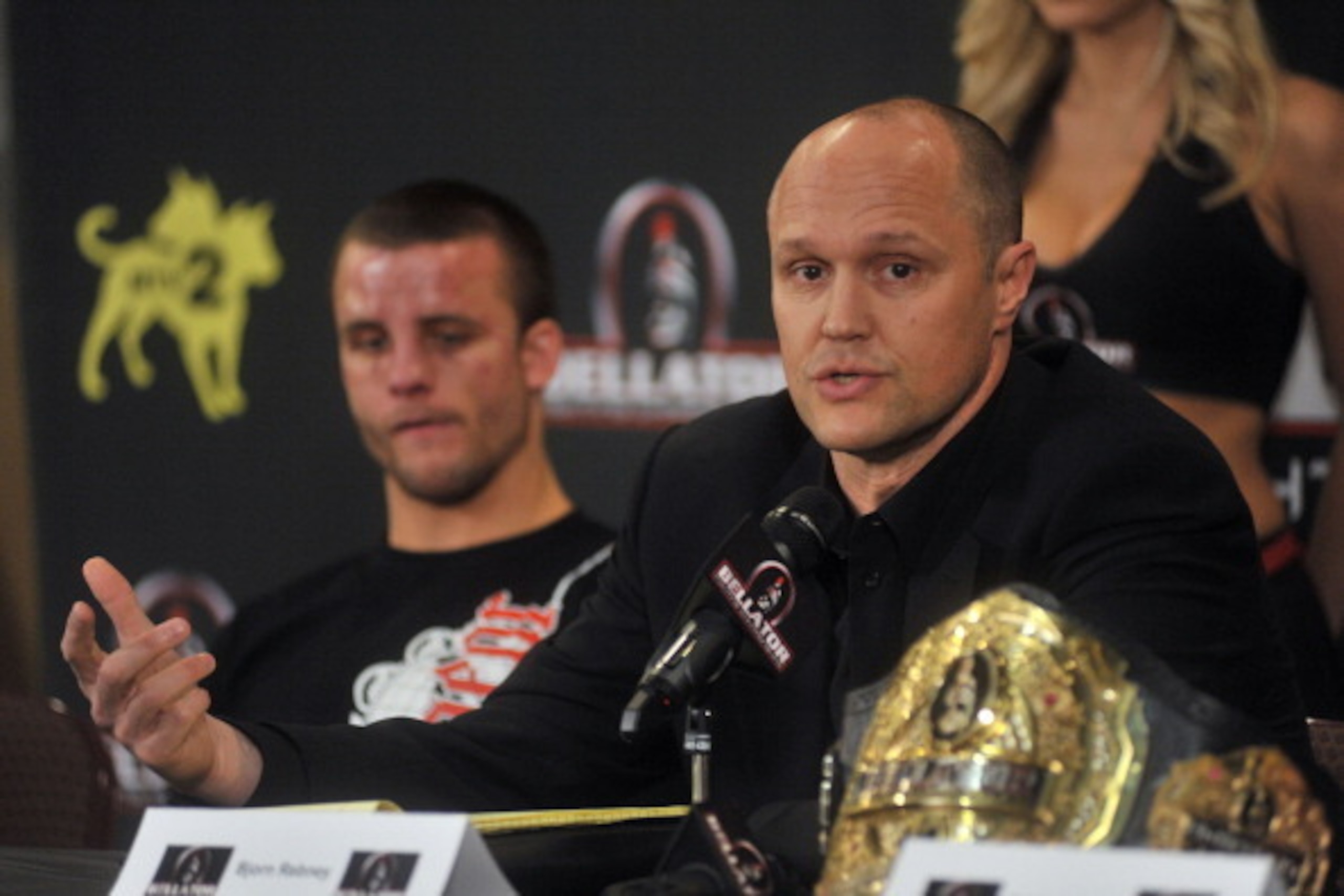 UNCASVILLE, CT - APRIL 02:  Bellator founder and CEO Bjorn Rebney attends the post fight press conference at Bellator 39 at the Mohegan Sun Arena on April 2, 2011 in Uncasville, Connecticut.  (Photo by Henry S. Dziekan III/Getty Images)