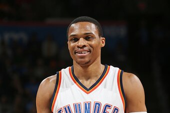 OKLAHOMA CITY, OK- NOVEMBER 7:  Russell Westbrook #0 of the Oklahoma City Thunder reacts to a play against the Miami Heat during the game on November 7, 2016 at Chesapeake Energy Arena in Oklahoma City, Oklahoma. NOTE TO USER: User expressly acknowledges 