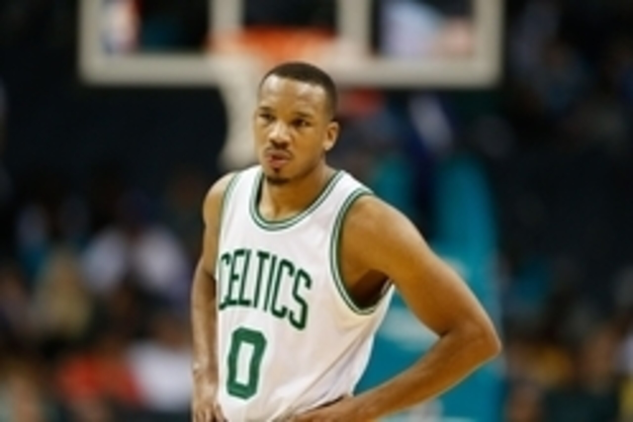 Oct 29, 2016; Charlotte, NC, USA;  Boston Celtics guard Avery Bradley (0) stands on the court in the second half against the Charlotte Hornets at the Spectrum Center. The Celtics defeated the Hornets 104-98. Mandatory Credit: Jeremy Brevard-USA TODAY Spor