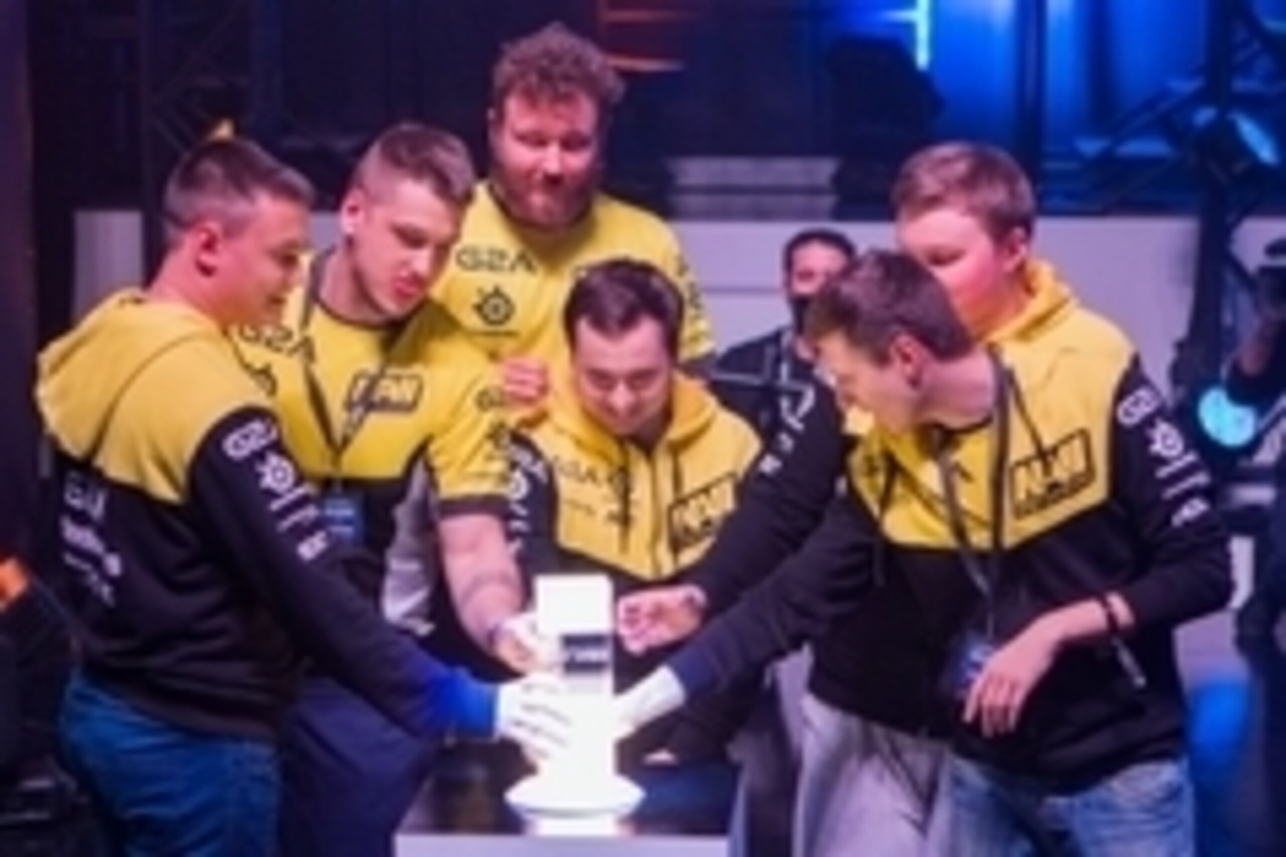 Nov 22, 2015; San Jose, CA, USA; Team Natus Vincere celebrates victory in the championship match against Team Solomid during the ESL Intel Extreme Masters Counter-Strike Global Offensive Tournament  at SAP Center. Mandatory Credit: Neville E. Guard-USA TO