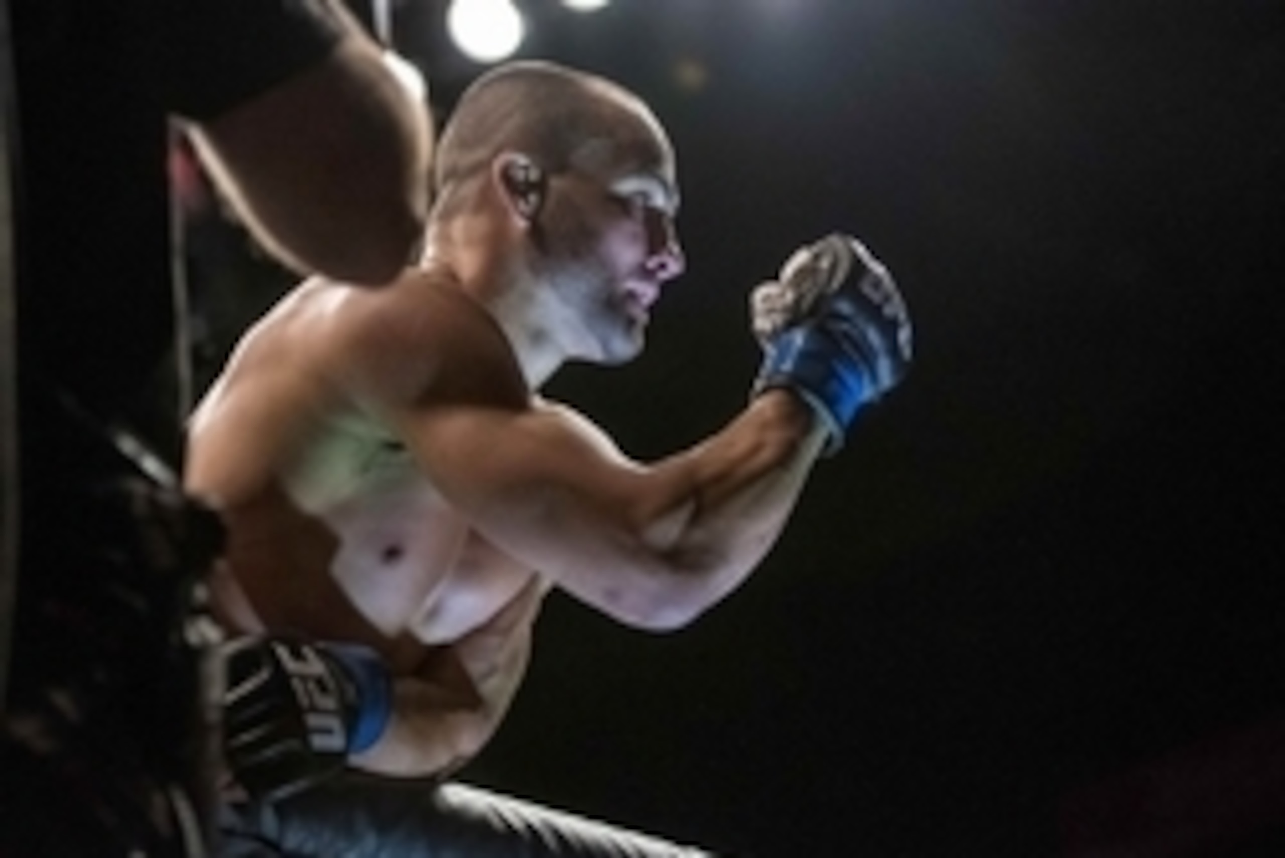 Jul 7, 2016; Las Vegas, NV, USA; Eddie Alvarez reacts following his victory against Rafael Dos Anjos during UFC Fight Night at MGM Grand Graden Arena. Mandatory Credit: Joshua Dahl-USA TODAY Sports