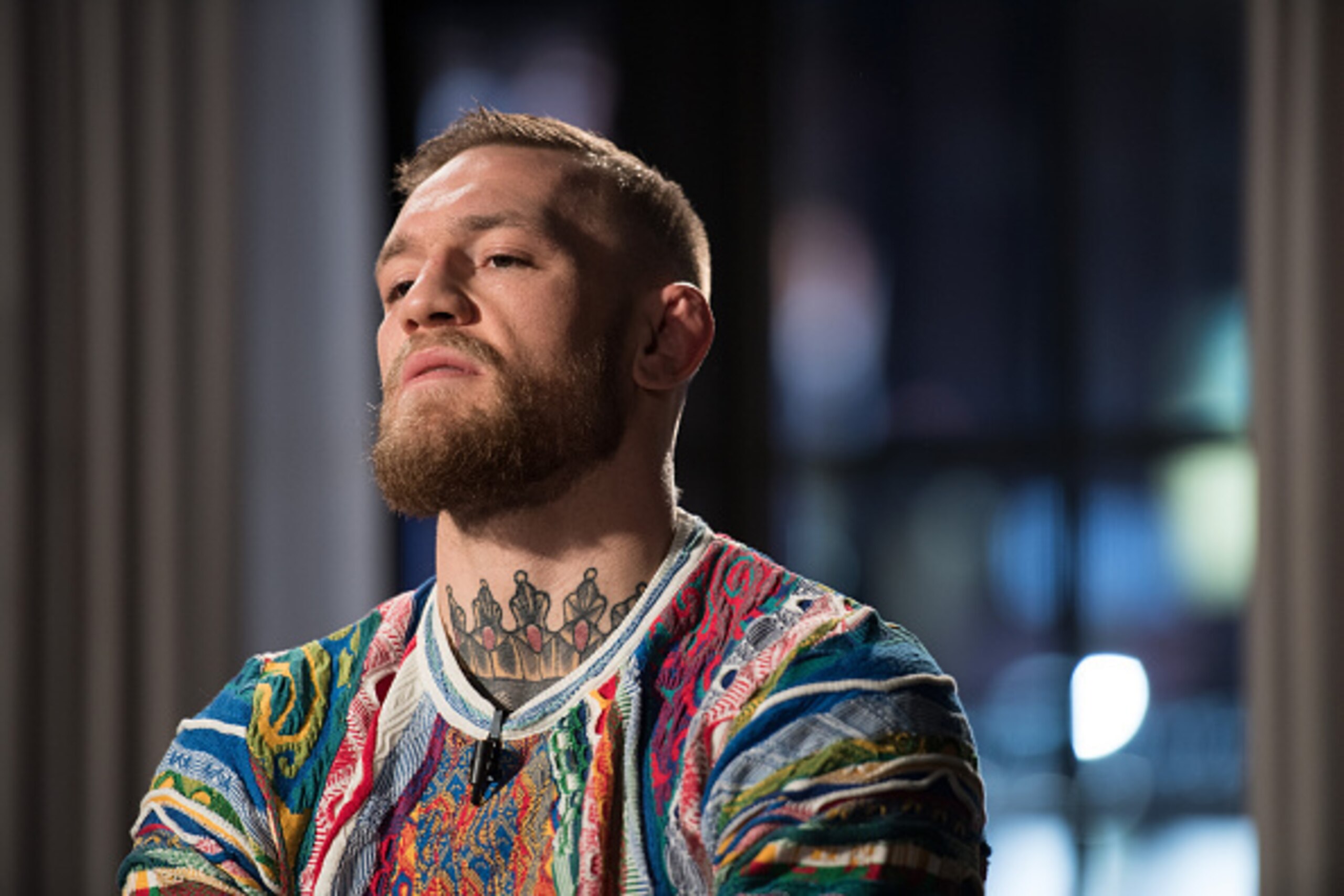 NEW YORK, NY - NOVEMBER 08:  UFC featherweight champion Conor McGregor talks to UFC host Megan Olivi on November 8, 2016 in New York City. (Photo by Brandon Magnus/Zuffa LLC/Zuffa LLC via Getty Images)