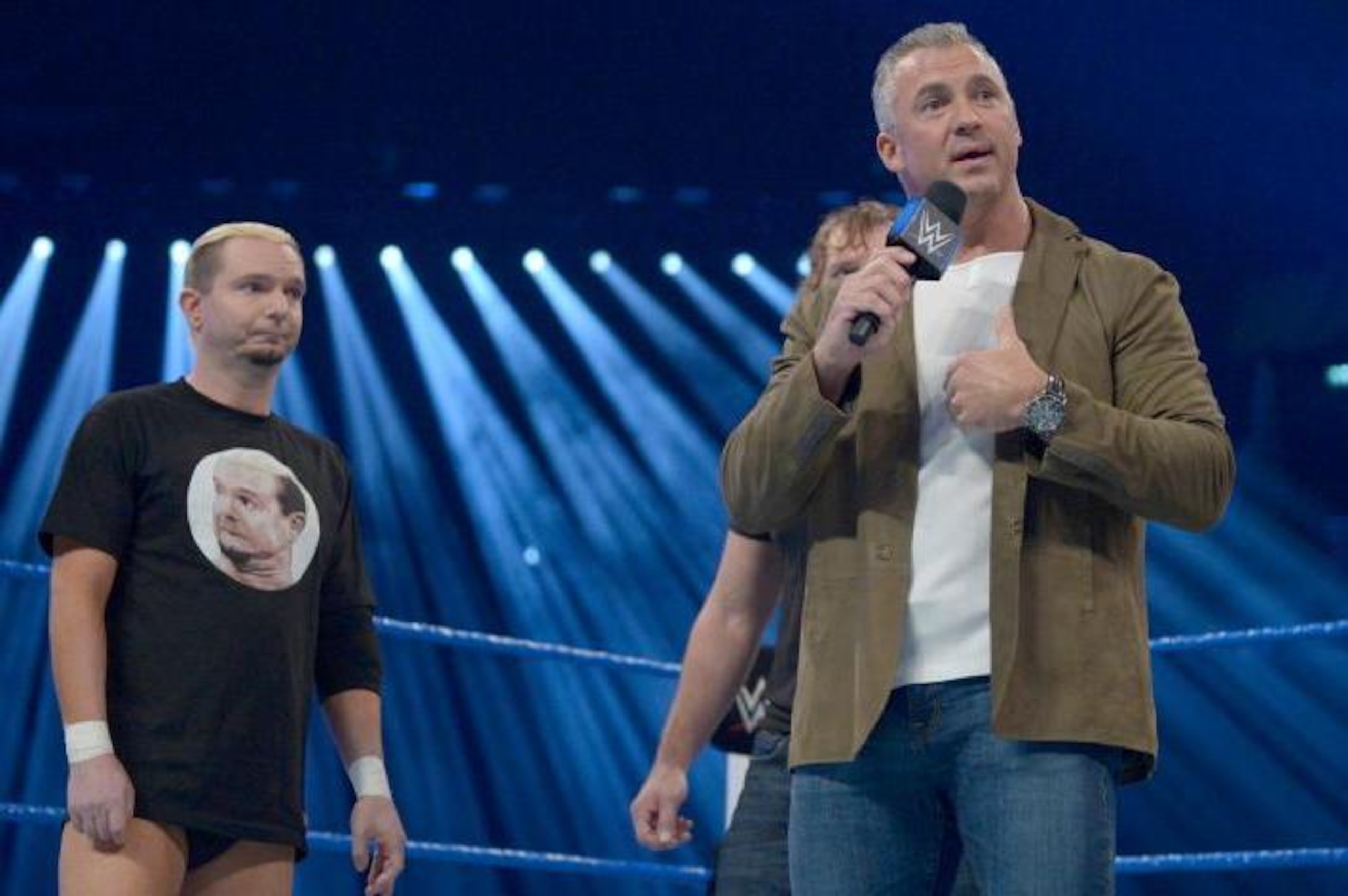 Shane McMahon rallies the SmackDown troops.