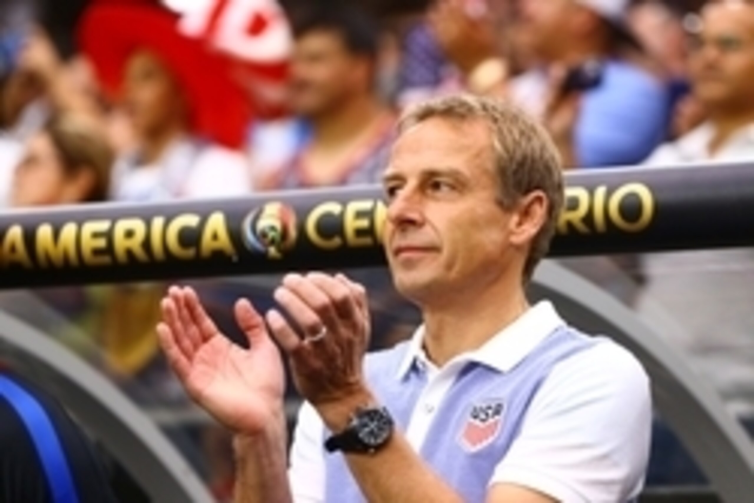 Jun 25, 2016; Glendale, AZ, USA; United States manager/head coach Jurgen Klinsmann against Colombia during the third place match of the 2016 Copa America Centenario soccer tournament at University of Phoenix Stadium. Mandatory Credit: Mark J. Rebilas-USA 