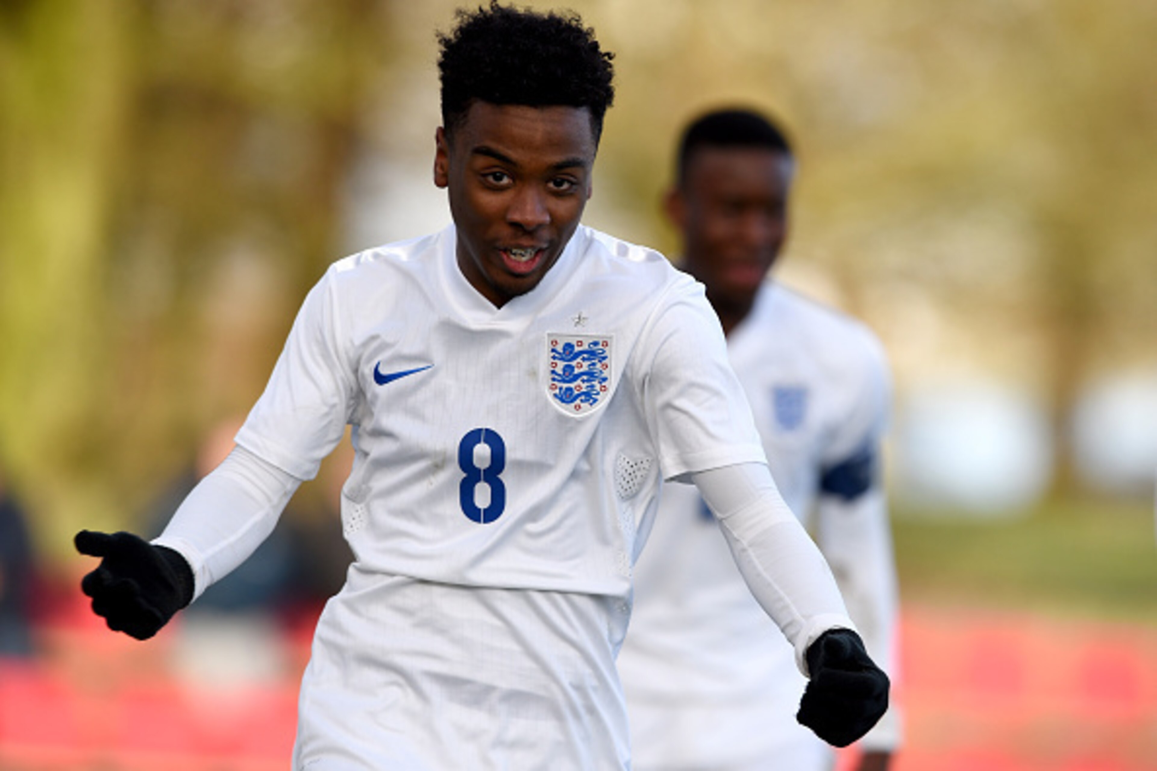 BURTON-UPON-TRENT, ENGLAND - FEBRUARY 18: Angel Gomes of England celebrates after scoring during the England v Czech Republic U16s International Friendly at St Georges Park on February 18, 2016 in Burton-upon-Trent, England. (Photo by Ross Kinnaird/Get BURTON-UPON-TRENT, ENGLAND - FEBRUARY 18: Angel Gomes of England celebrates after scoring during the England v Czech Republic U16s International Friendly at St Georges Park on February 18, 2016 in Burton-upon-Trent, England. (Photo by Ross Kinnaird/Get