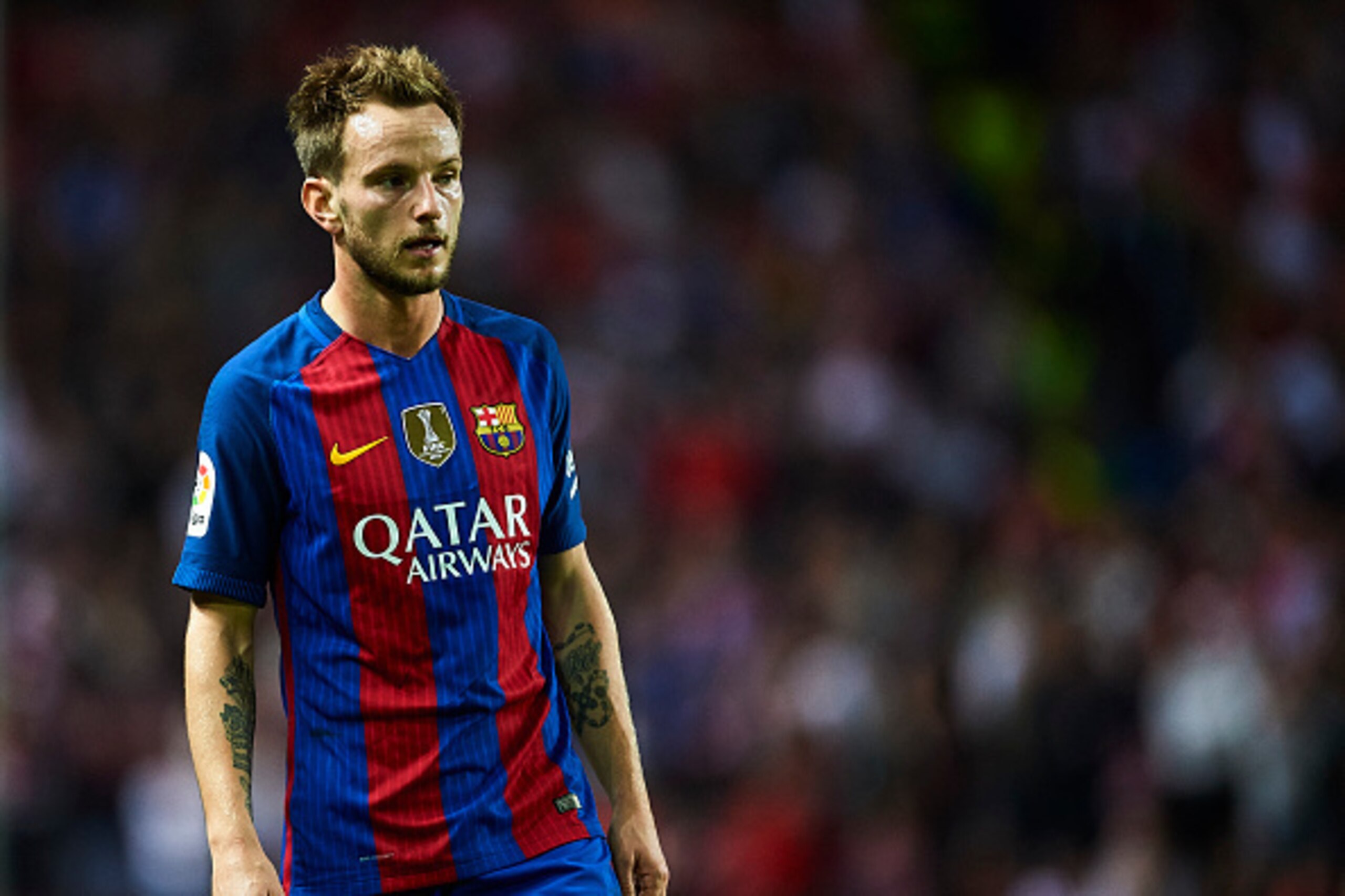 SEVILLE, SPAIN - NOVEMBER 06:  Ivan Rakitic of FC Barcelona looks on during the match between Sevilla FC vs FC Barcelona as part of La Liga at Ramon Sanchez Pizjuan Stadium on November 6, 2016 in Seville, Spain.  (Photo by Aitor Alcalde/Getty Images)