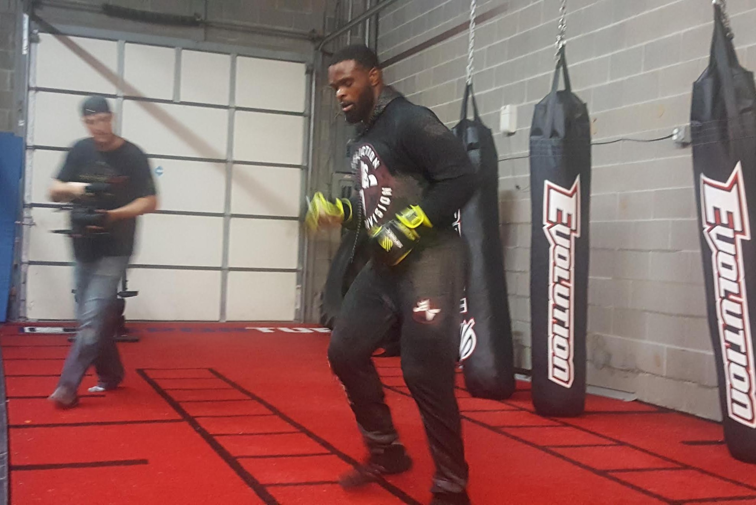 Tyron working out at his gym in St. Louis.