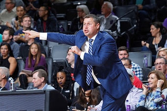 SACRAMENTO, CA - OCTOBER 29: Head coach Dave Joerger of the Sacramento Kings coaches against the Minnesota Timberwolves on October 29, 2016 at Golden 1 Center in Sacramento, California. NOTE TO USER: User expressly acknowledges and agrees that, by downloa