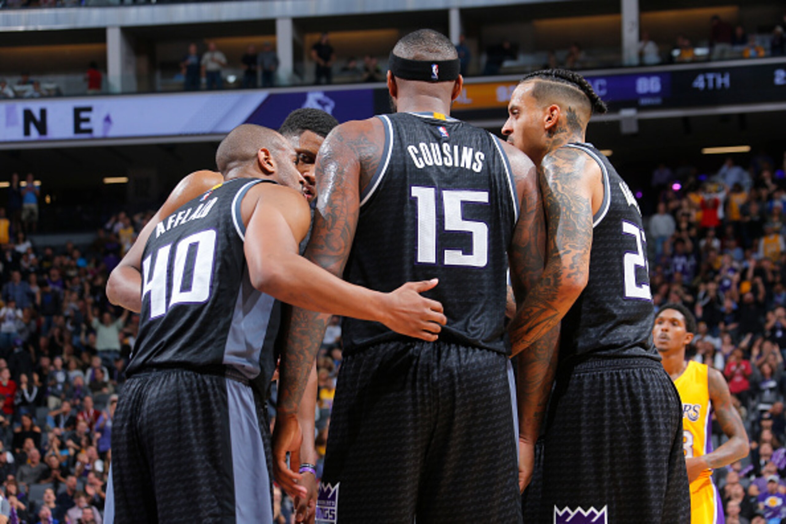 SACRAMENTO, CA - NOVEMBER 10: The Sacramento Kings huddle up during the game against the Los Angeles Lakers on November 10, 2016 at Sleep Train Arena in Sacramento, California. NOTE TO USER: User expressly acknowledges and agrees that, by downloading and 