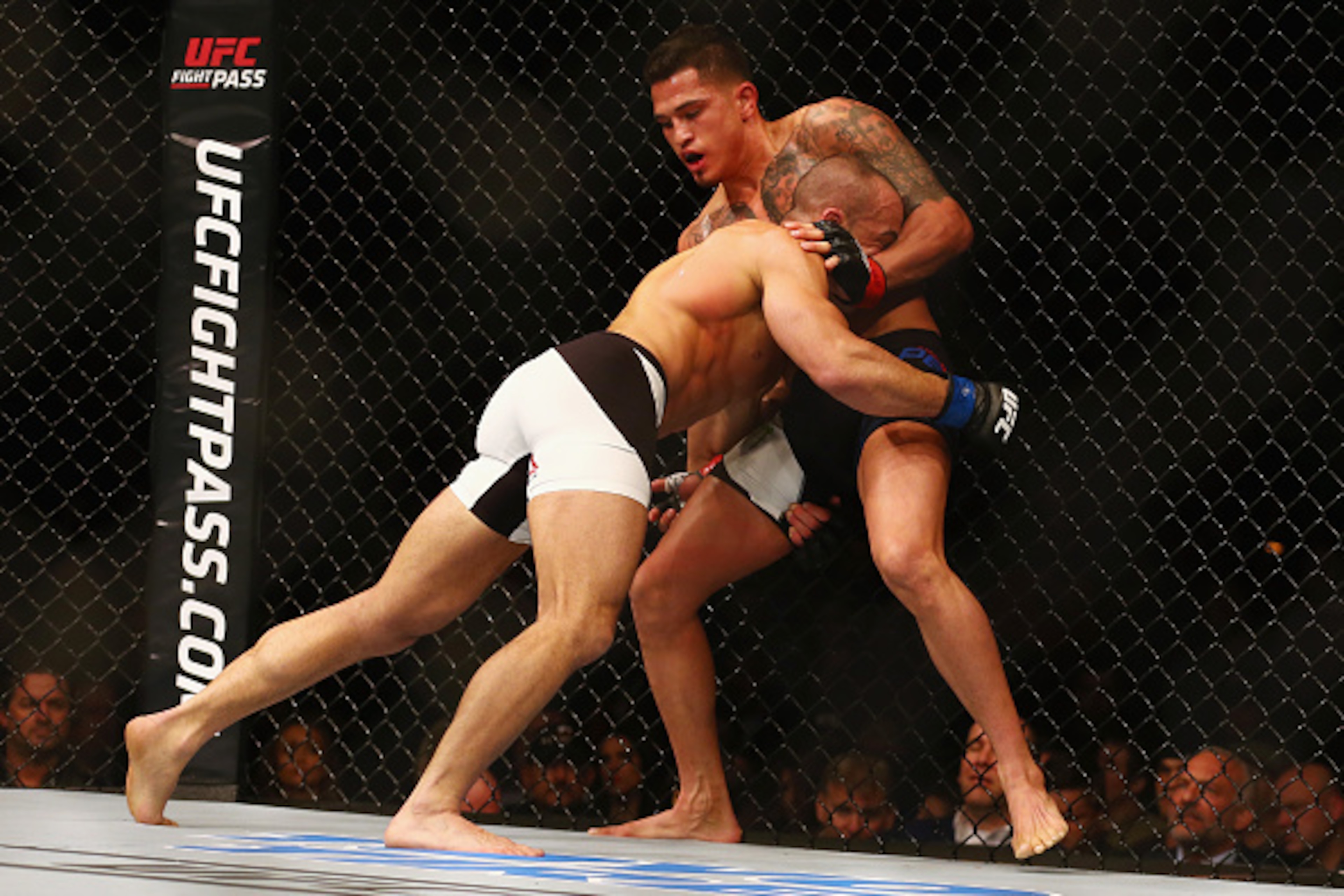 BOSTON, MA - JANUARY 17: Eddie Alvarez (L) grapples with Anthony Pettis in their lightweight bout during UFC Fight Night 81 at TD Banknorth Garden on January 17, 2016 in Boston, Massachusetts. (Photo by Maddie Meyer/Getty Images) BOSTON, MA - JANUARY 17: Eddie Alvarez (L) grapples with Anthony Pettis in their lightweight bout during UFC Fight Night 81 at TD Banknorth Garden on January 17, 2016 in Boston, Massachusetts. (Photo by Maddie Meyer/Getty Images)