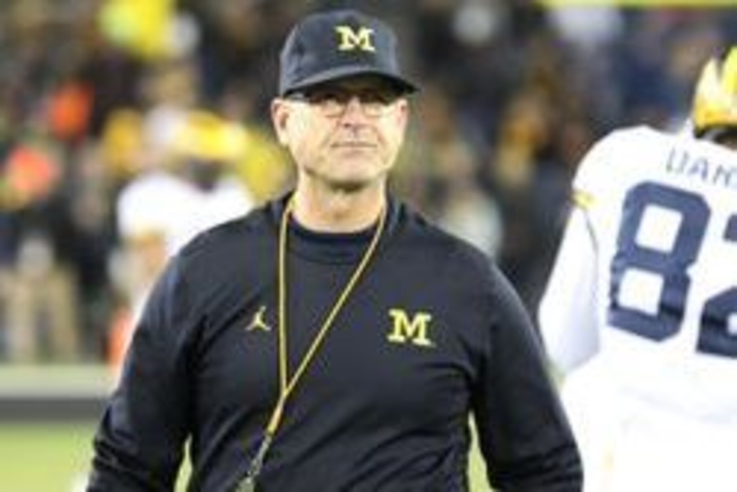 Nov 12, 2016; Iowa City, IA, USA; Michigan Wolverines head coach Jim Harbaugh walks the sidelines during their game against the Iowa Hawkeyes at Kinnick Stadium. Mandatory Credit: Reese Strickland-USA TODAY Sports Nov 12, 2016; Iowa City, IA, USA; Michigan Wolverines head coach Jim Harbaugh walks the sidelines during their game against the Iowa Hawkeyes at Kinnick Stadium. Mandatory Credit: Reese Strickland-USA TODAY Sports