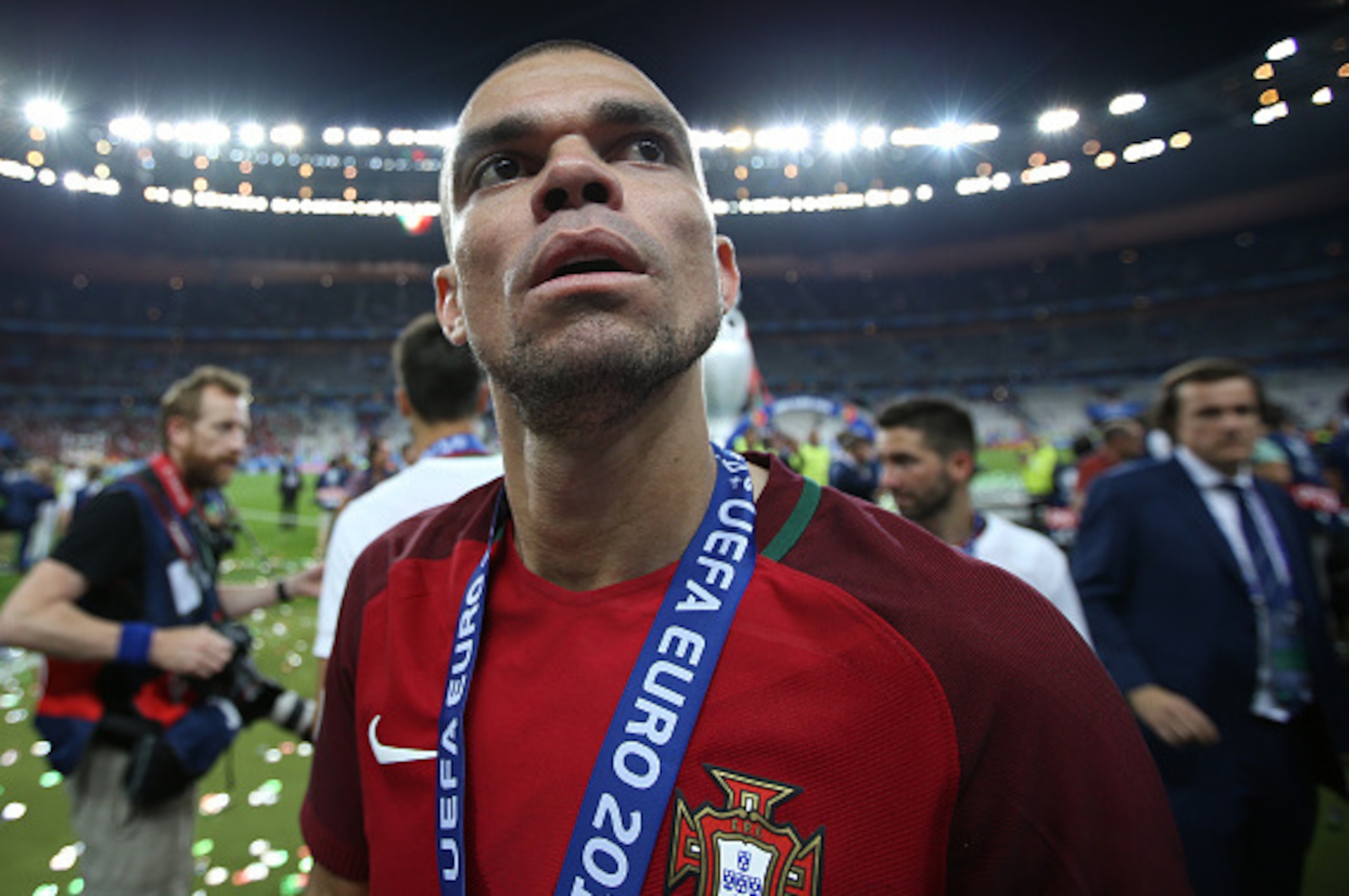 PARIS, FRANCE - JULY 10: Pepe of Portugal looks on following the UEFA Euro 2016 final match between Portugal and France at Stade de France on July 10, 2016 in Saint-Denis near Paris, France. (Photo by Jean Catuffe/Getty Images) PARIS, FRANCE - JULY 10: Pepe of Portugal looks on following the UEFA Euro 2016 final match between Portugal and France at Stade de France on July 10, 2016 in Saint-Denis near Paris, France. (Photo by Jean Catuffe/Getty Images)