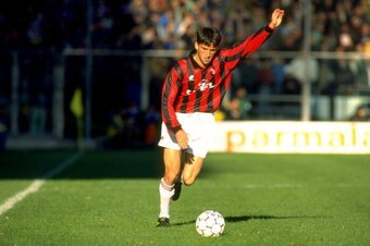 19 Jan 1995:  Christian Panucci of AC Milan in action during a Serie A match against Parma AC at the Ennio Tardini Stadium in Parma, Italy. The match ended in a 0-0 draw. \ Mandatory Credit: Allsport UK /Allsport