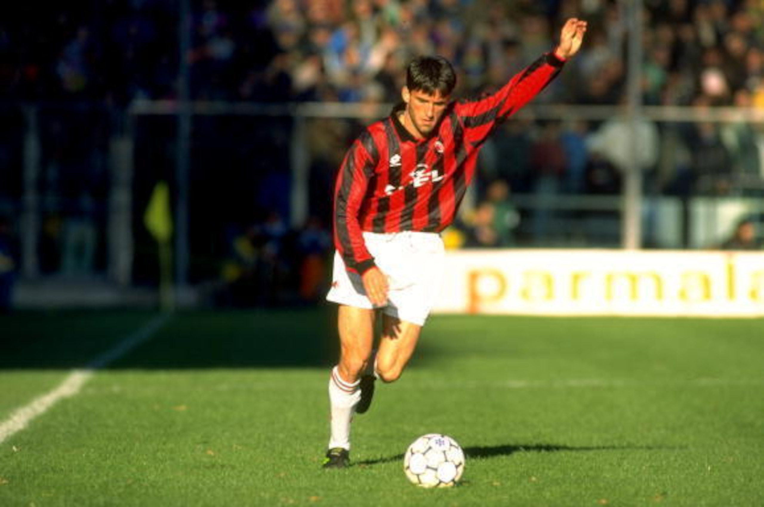 19 Jan 1995:  Christian Panucci of AC Milan in action during a Serie A match against Parma AC at the Ennio Tardini Stadium in Parma, Italy. The match ended in a 0-0 draw. \ Mandatory Credit: Allsport UK /Allsport