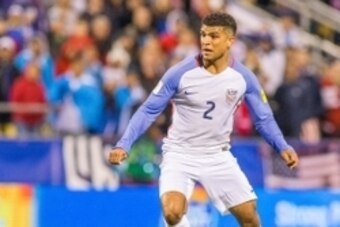 Mar 29, 2016; Columbus, OH, USA; United States defender DeAndre Yedlin (2) dribbles the ball in the second half of the game against Guatemala during the semifinal round of the 2018 FIFA World Cup qualifying soccer tournament at MAPFRE Stadium. The United 