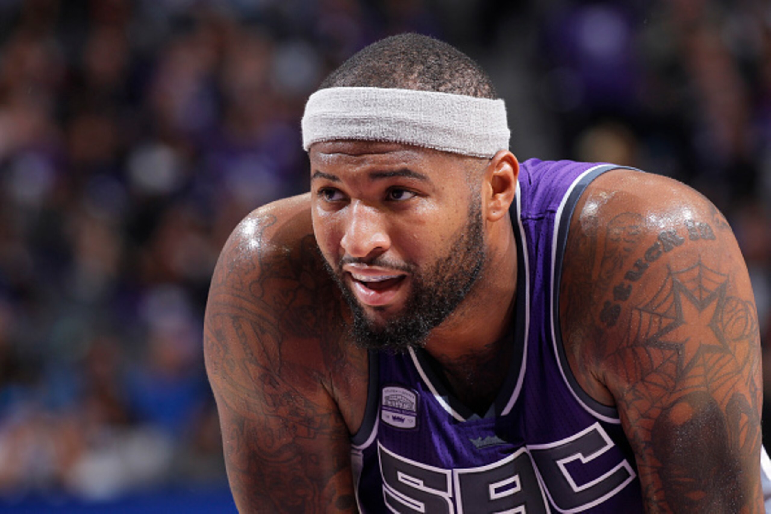 SACRAMENTO, CA - OCTOBER 27: DeMarcus Cousins #15 of the Sacramento Kings looks on during the game against the San Antonio Spurs on October 27, 2016 at Golden 1 Center in Sacramento, California. NOTE TO USER: User expressly acknowledges and agrees that, b