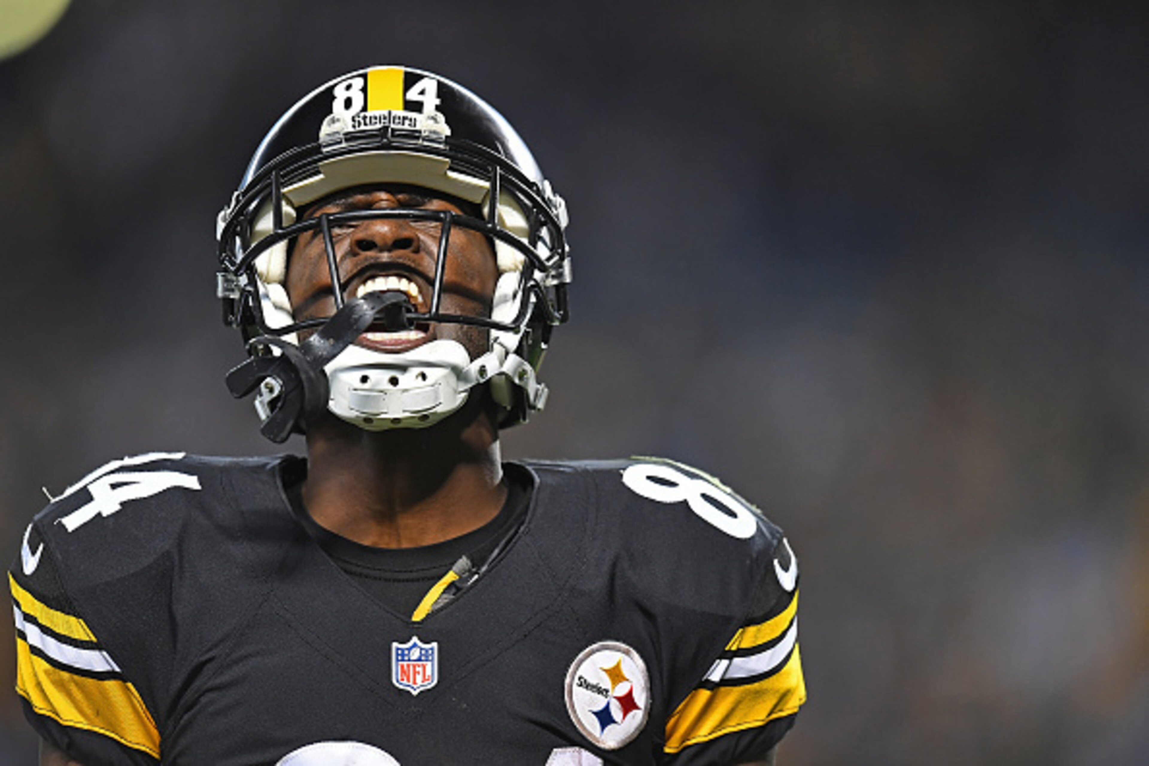 PITTSBURGH, PA - NOVEMBER 13:  Antonio Brown #84 of the Pittsburgh Steelers reacts after his 15 yard touchdown reception in the fourth quarter during the game against the Dallas Cowboys at Heinz Field on November 13, 2016 in Pittsburgh, Pennsylvania. (Pho