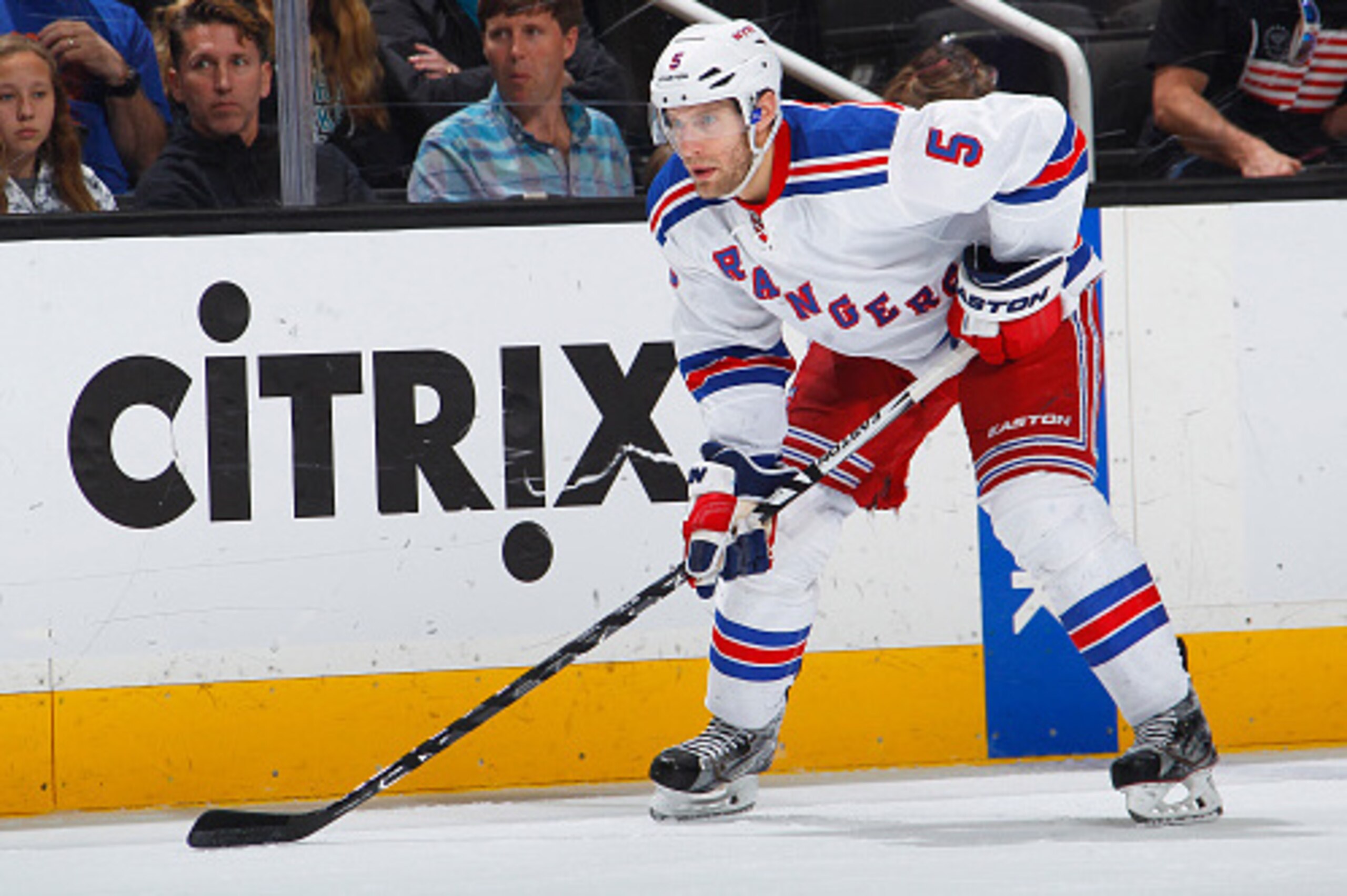 SAN JOSE, CA - MARCH 19:  Dan Girardi #5 of the New York Rangers skates against the San Jose Sharks at SAP Center on March 19, 2016 in San Jose, California. (Photo by Rocky W. Widner/NHL/Getty Images)